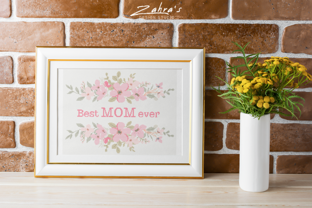 Mom Printed Pattern Best Mom Cross Stitch Pattern – Zahras Design Studio